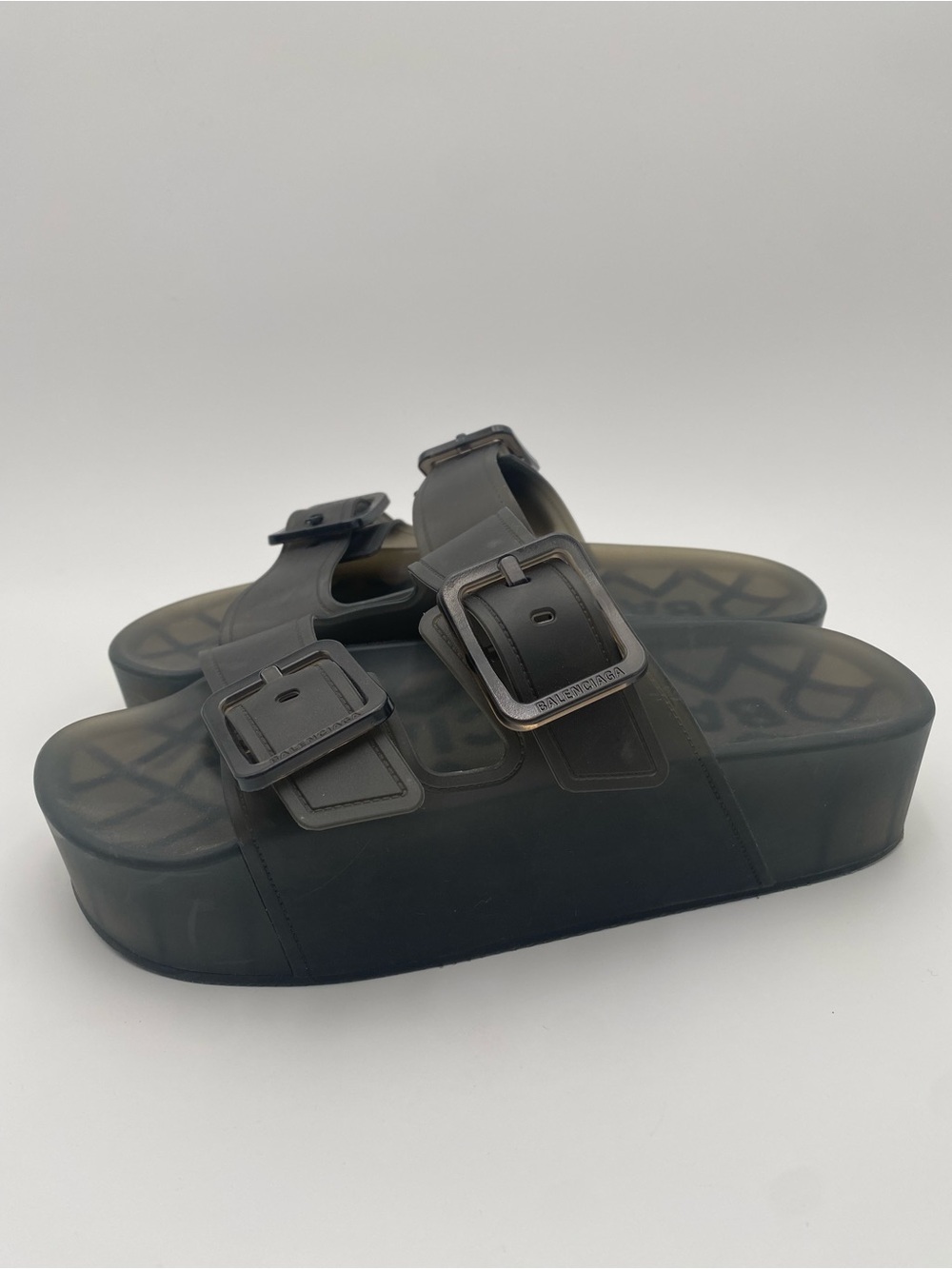 Balenciaga Black Platform Double-Buckle Slide Sandals - Picture 2 of 15
